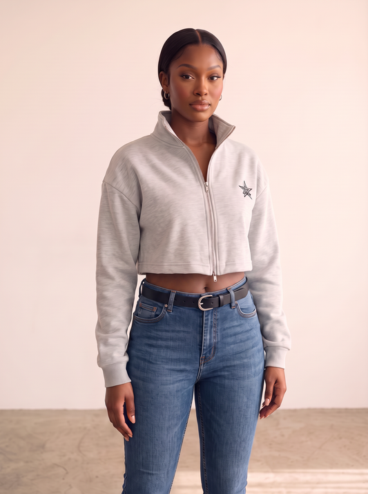 Amora Cropped Zip-Up Sweater